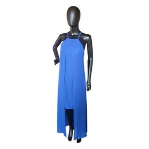 Royal Blue Chiffon Halter Hi/Lo - Da Vinci